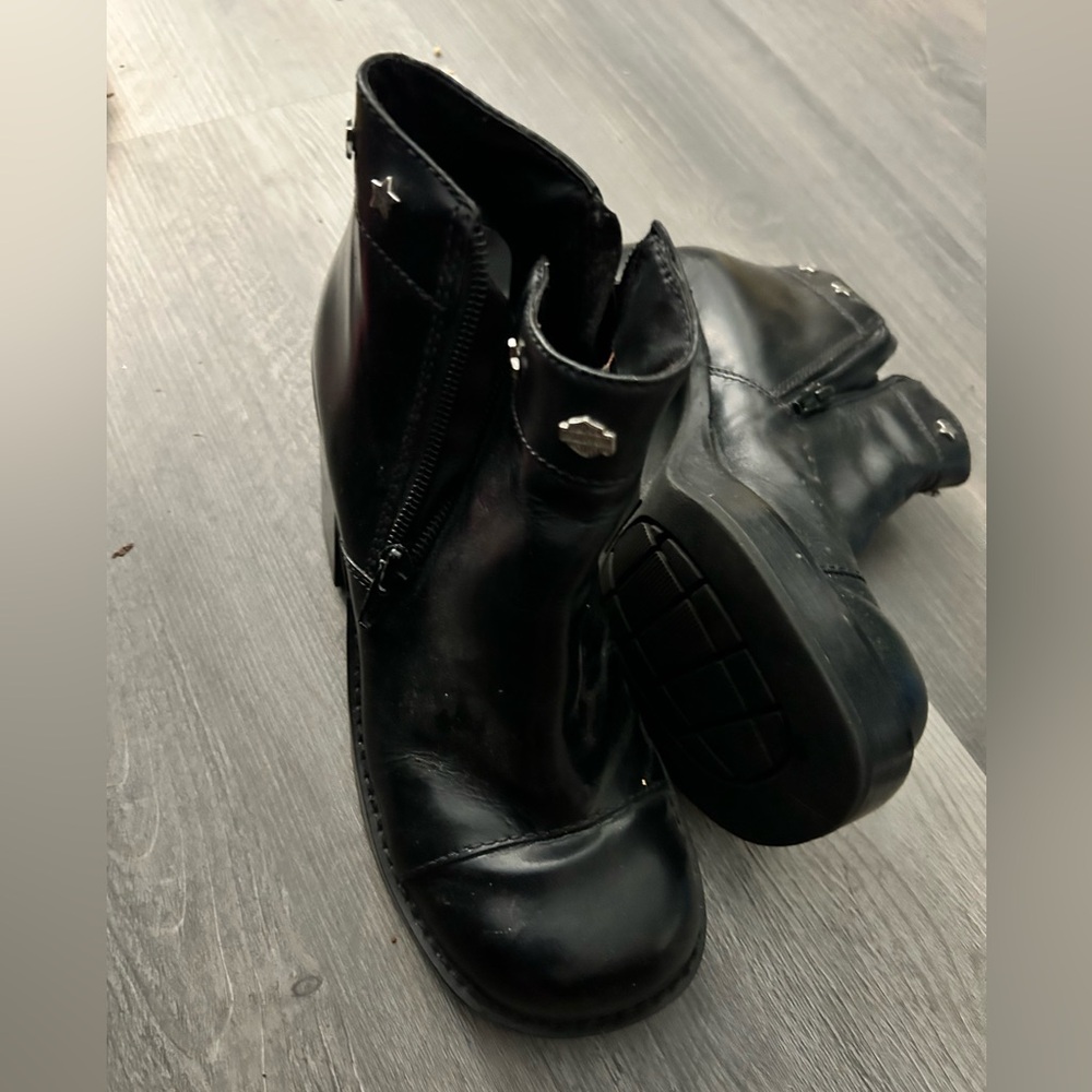 Black Leather Ankle Boots Harley Davidson Boots